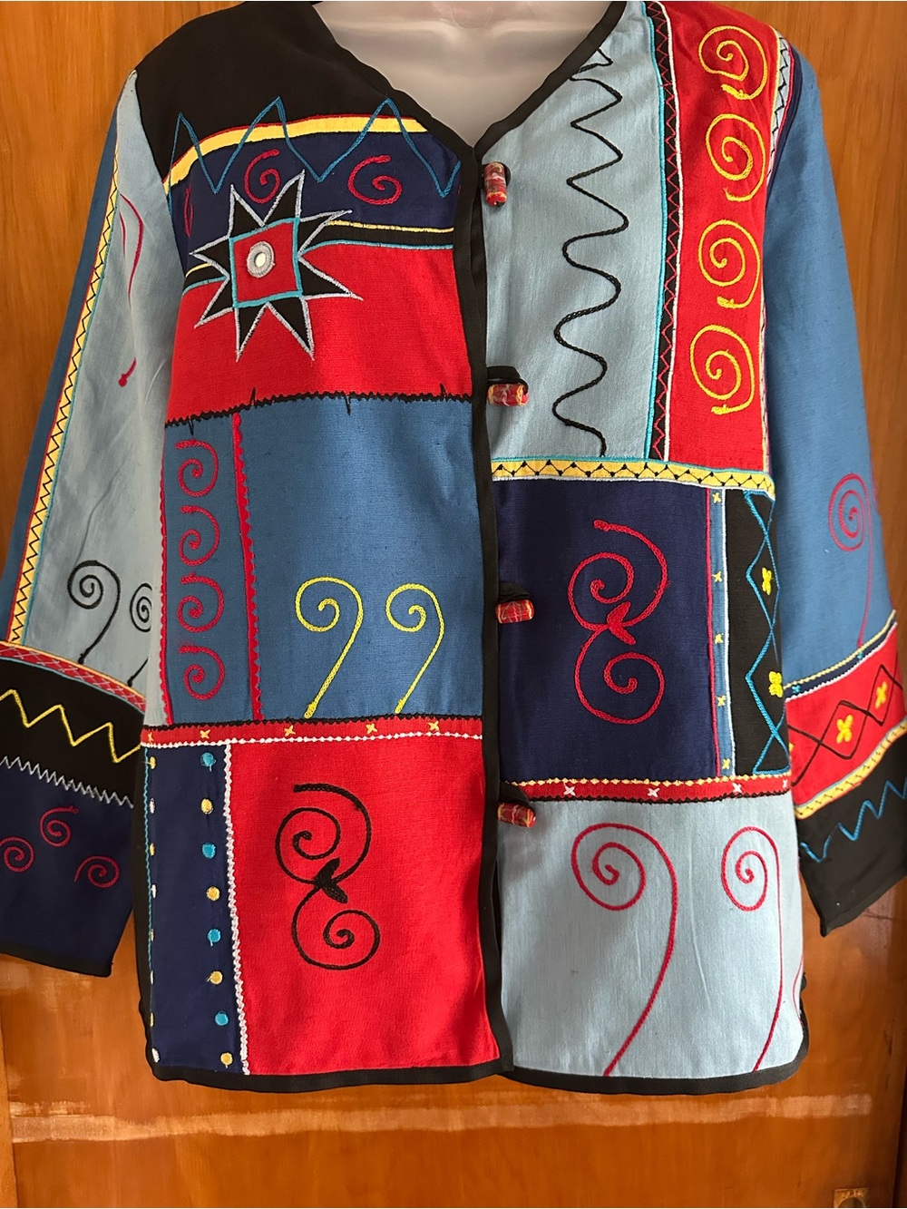 Indigo Moon Embroidered Patchwork Jacket M NWT